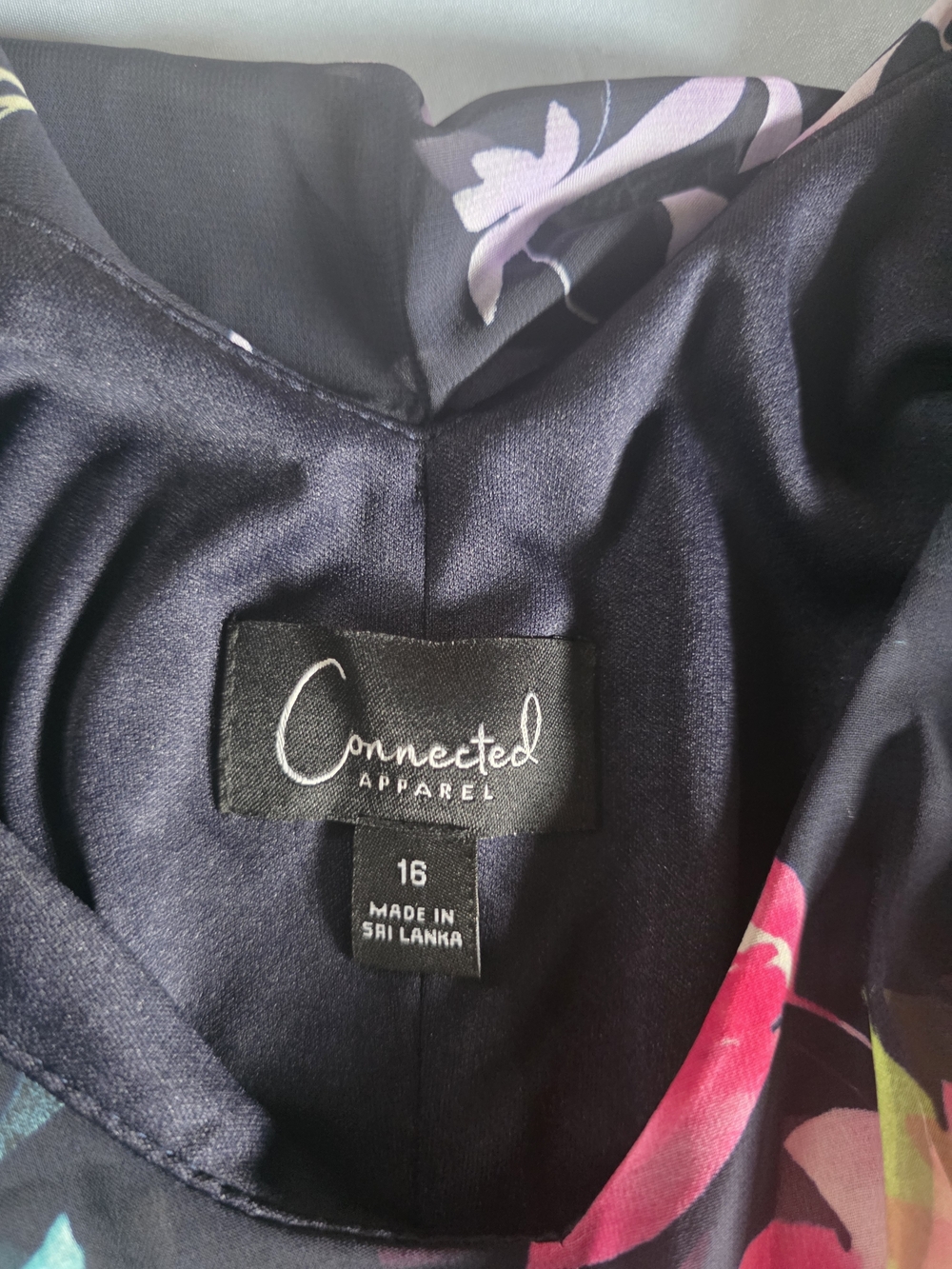 Connected Apparel Black Floral Dress with Pink Accents